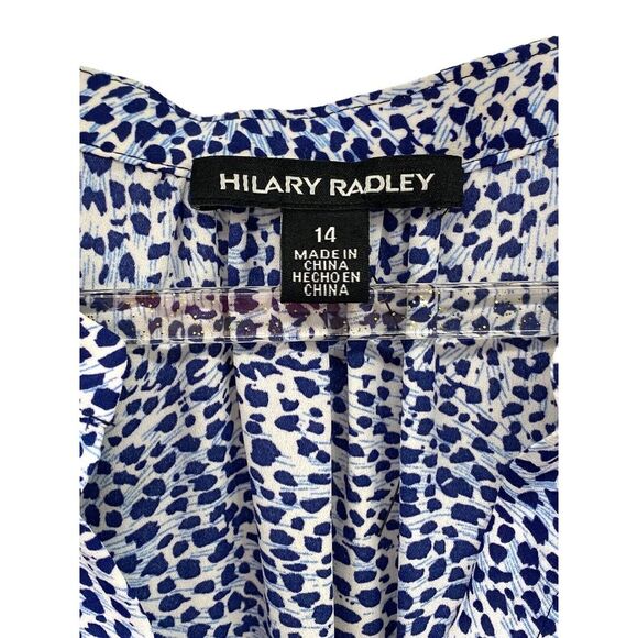 Hilary Radley Women's Tunic Sleeveless Blouson Dress Blue Cheetah Print Size 14 - Picture 3 of 9